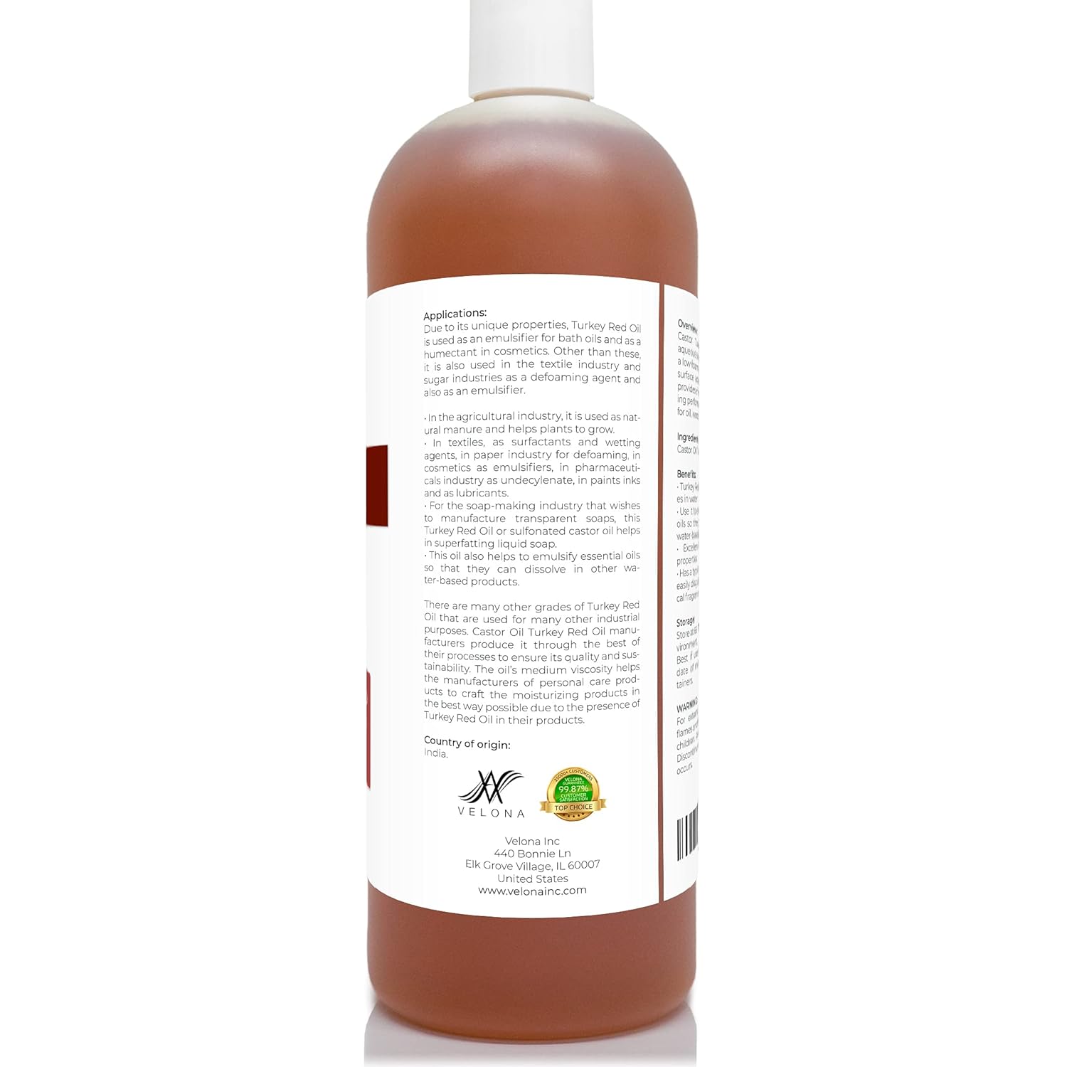 velona Castor Oil Turkey Red 32 oz | 100% Pure and Natural Carrier Oil | Cold Pressed | Hair, Body and Skin Care | Use Today - Enjoy Results : Beauty & Personal Care