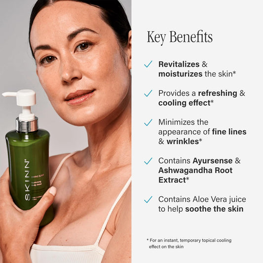 Skinn Natural Body Lotion, Ayurvedic Body Blend - Divine Elixir Revitalizing Natural Lotion For Dry Skin - Soothing, Cooling, & Moisturizing Ashwagandha Body Lotion For Wrinkles & Stretch Marks