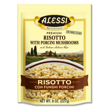 Alessi Autentico, Premium Seasoned Risotto, Italian Arborio Rice, Easy To Prepare, 8Oz (Porcini Mushroom, Pack Of 6)