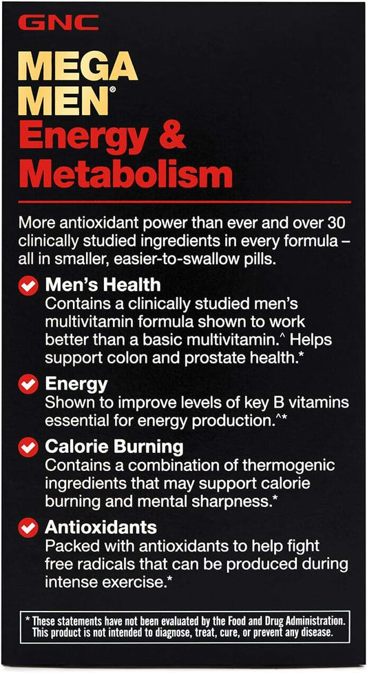 Gnc Mega Men Energy & Metabolism Multivitamin | Increased Energy, Metabolism And Calorie Burning | 90 Count