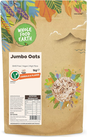 Wholefood Earth Jumbo Oats 1 Kg | Gmo Free | High Fibre (Pack Of 2)