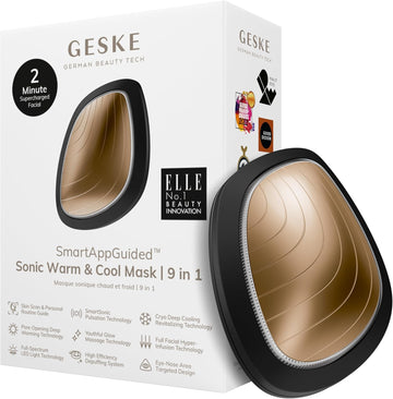 Geske | Smartappguided™ Sonic Warm & Cool Mask | 9 In 1 | Beauty Led Face Mask | Full Led Spectrum And Red Light Therapy | Heat | Cooling | Increased Uptake Of Facial Care Products | Facial Massager