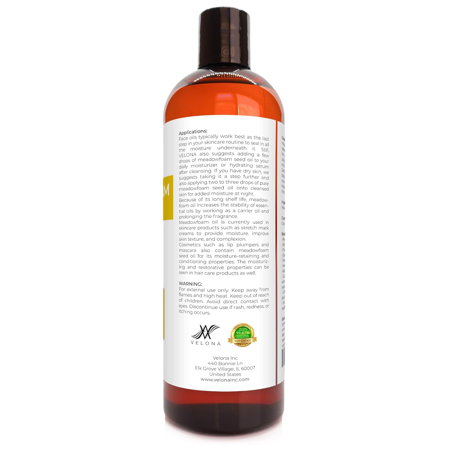 velona Meadowfoam Seed Oill 16 oz | 100% Pure and Natural Carrier Oil | Refined, Cold pressed | Cooking, Skin, Hair, Body & Face Moisturizing | Use Today - Enjoy Results : Beauty & Personal Care