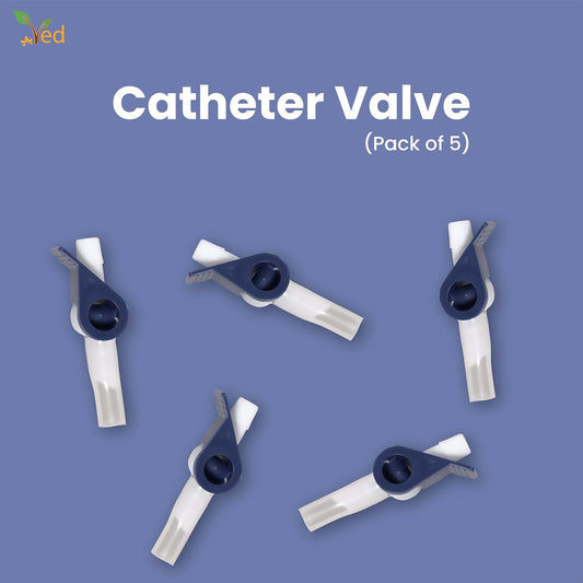 Ved Catheter Valve For Urine Drainage, Comfortable Easy To Use Lever Tap With Smooth Edges And Soft Silicone Tubing - An Effective Alternative To Leg Bags ((Pack Of 5))