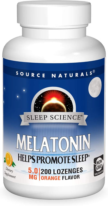 Source Naturals Melatonin, Dietary Supplement That Supports Sleep* 5 Mg - 200 Orange Flavored Lozenges