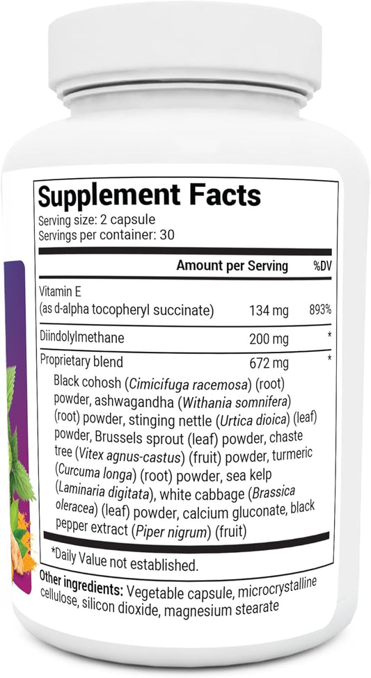 Dr. Berg Dim Supplement Estrogen Balance - Original Estrogen Supplement For Women With Diindolylmethane For Menstrual Symptoms & Menopause Relief & Black Pepper For Enhanced Absorption - 60 Capsules