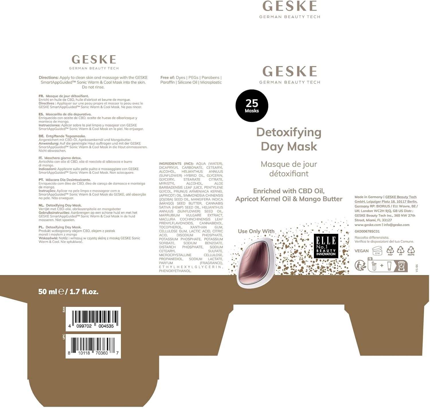 GESKE Detoxifying Day Mask | Use with our Sonic Warm & Cool Mask | Face Mask with CBD Oil, Apricot Kernel Oil & Mango Butter | Protective Formula | For Normal to Sensitive Skin | Vegan & Cruelty-free : Amazon.co.uk: Beauty