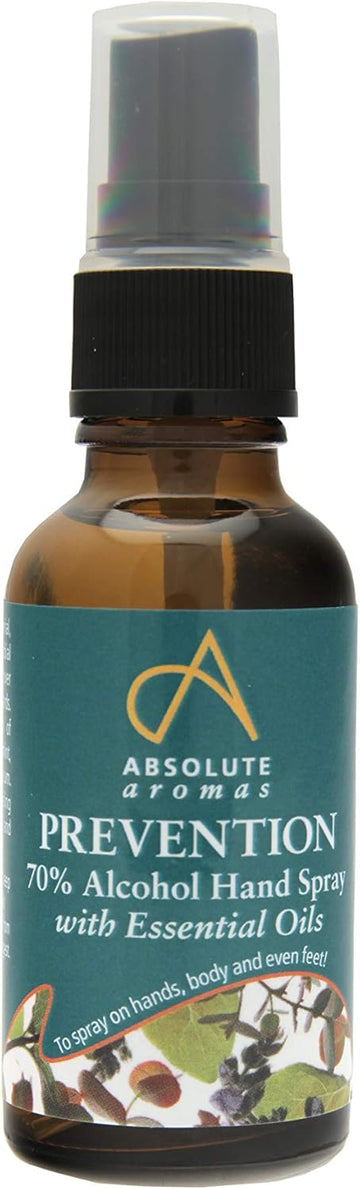 Absolute Aromas Prevention Hand Spray 30Ml – 70% Alcohol Hand Spray With Essential Oils – For Hands, Body And Feet (30Ml)