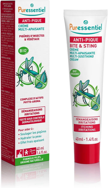 Puressentiel - Anti-Sting - Multi-Soothing Cream - Insect Bites And Plant Stings - 99.8% Natural Origin Formula - Calm Irritations And Sensations Of Itching - Dermatologically Tested - 40 Ml