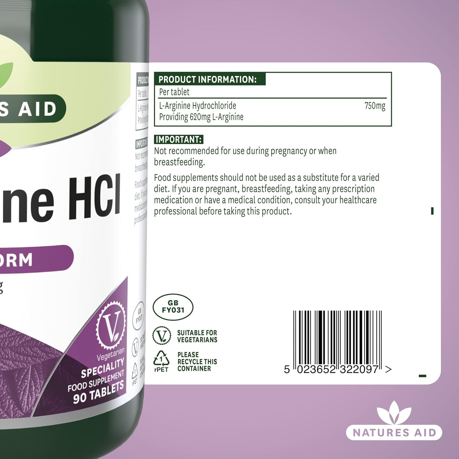Natures Aid L-Arginine HCI 750mg – High Strength Amino Acid Tablets – Supports Blood Flow, Muscle Recovery, Energy & Performance – Vegan, Gluten Free, Non-GMO – 90 Tablets : Amazon.co.uk: Health & Personal Care