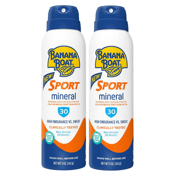 Banana Boat Sport Mineral Sunscreen Spray, Broad Spectrum Spf 30, 5Oz. - Twin Pack