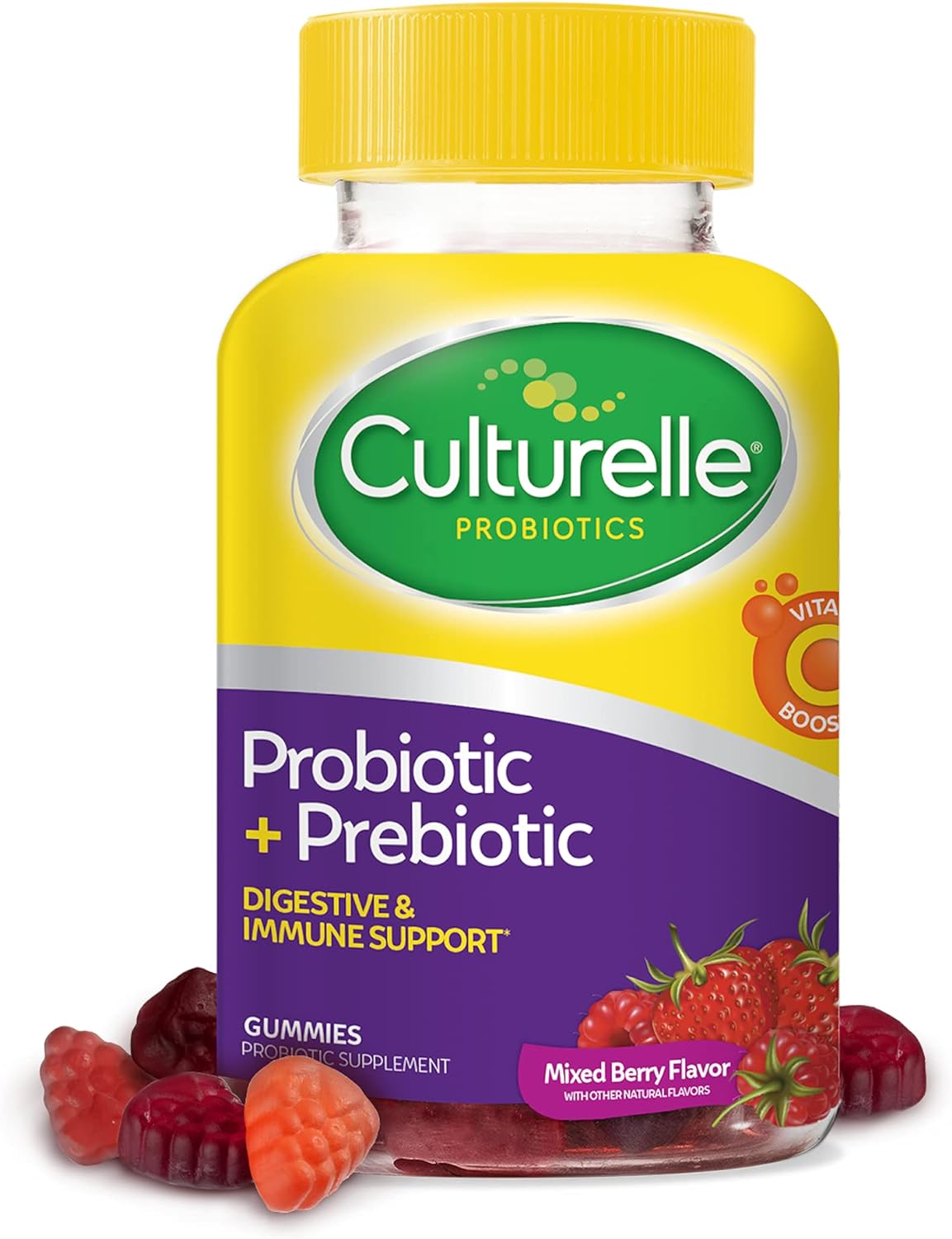 Culturelle Probiotic Capsules for Healthy Metabolism & Weight Management & Daily Probiotic Gummies for Women & Men, Berry Flavor, 52 Count : Health & Household