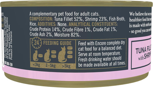 Encore 100% Natural Wet Cat Food, Tuna With Shrimp In 70 G Tins (Pack Of 16)Enc4003