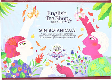 English Tea Shop Organic Gin Botanicals - 12 Pyramid Tea Bags Gift Pack With 3 Different Natural Botanical Blends