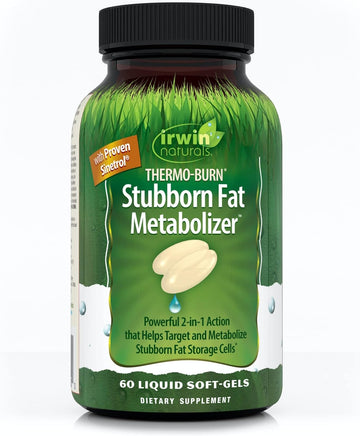 Irwin Naturals Thermo-Burn Stubborn Fat Metabolizer - 60 Liquid Soft-Gels - Combines Green Tea Extract (Egcg), Mct Oil & Caffeine - 20 Servings