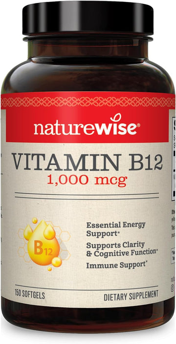 Naturewise Vitamin B12 1,000 Mcg For Mental Clarity & Cognitive Function + Energy Support For Maximum Vitality And Wellbeing | B12 (150 Softgels)