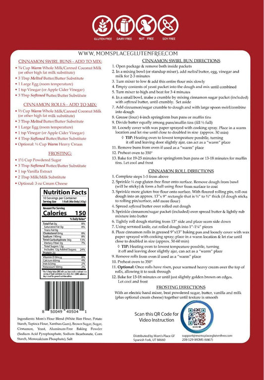 Mom'S Place Gluten-Free Cinnamon Swirl Bun Or Cinnamon Roll Mix