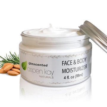 Aspen Kay Naturals Face & Body Moisturizer | Deep Moisturizing Face Cream For Dry Sensitive Skin | Light, Non-Greasy, & Fast Absorbing | Natural Face Moisturizer For Women | Unscented 4 Fl Oz