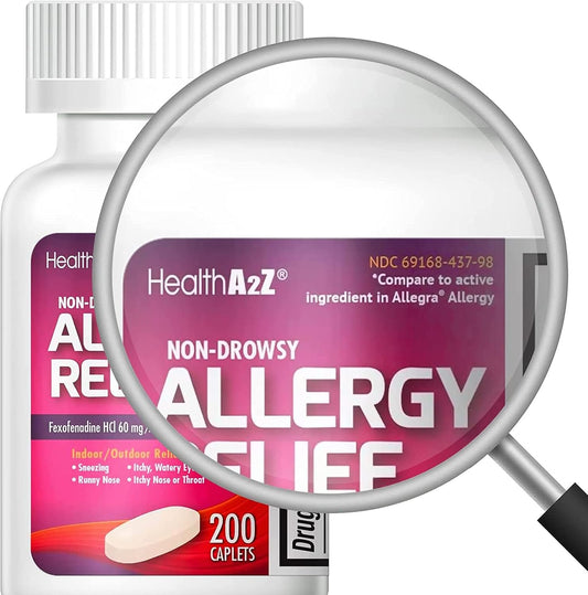 Healtha2Z Fexofenadine Hydrochloride 60Mg ā 12 Hour Non-Drowsy Antihistamine For Allergy Relief ā 200 Tablets