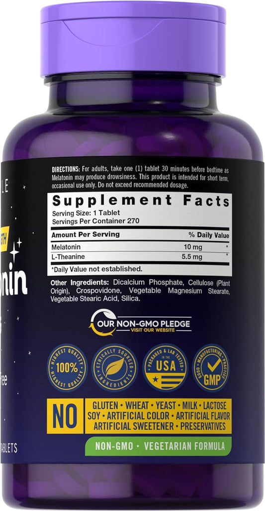 Carlyle Melatonin 10Mg | 270 Tablets | Drug Free Aid For Adults | Vegetarian, Non-Gmo, Gluten Free Supplement