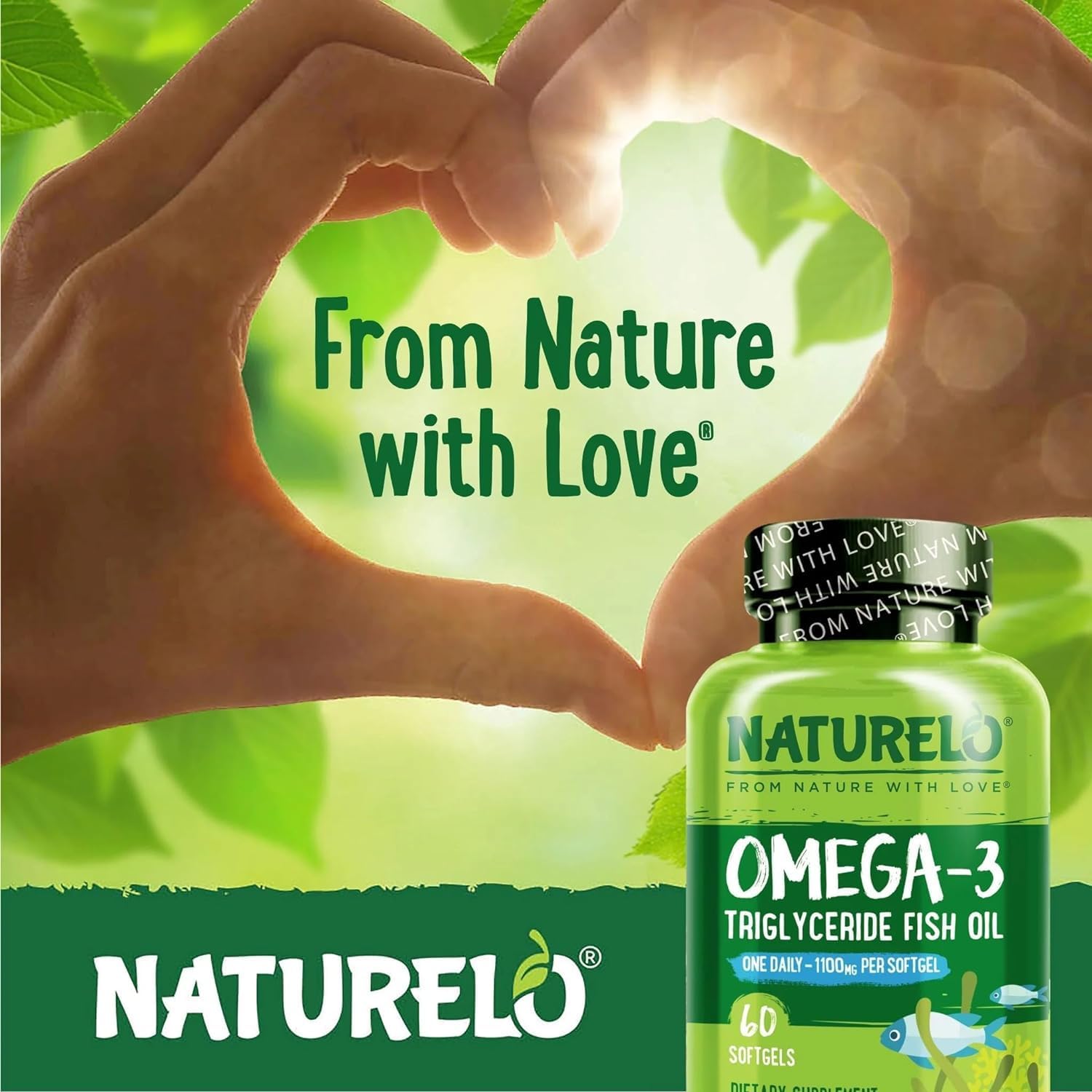 NATURELO Premium Fish Oil - 1100mg Triglyceride Omega-3 Per Capsule - One A Day - Best for Heart, Eye, Brain & Joint Health - No Burps - Natural Lemon Flavour - 60 Softgels | 2 Month Supply : Amazon.co.uk: Pet Supplies