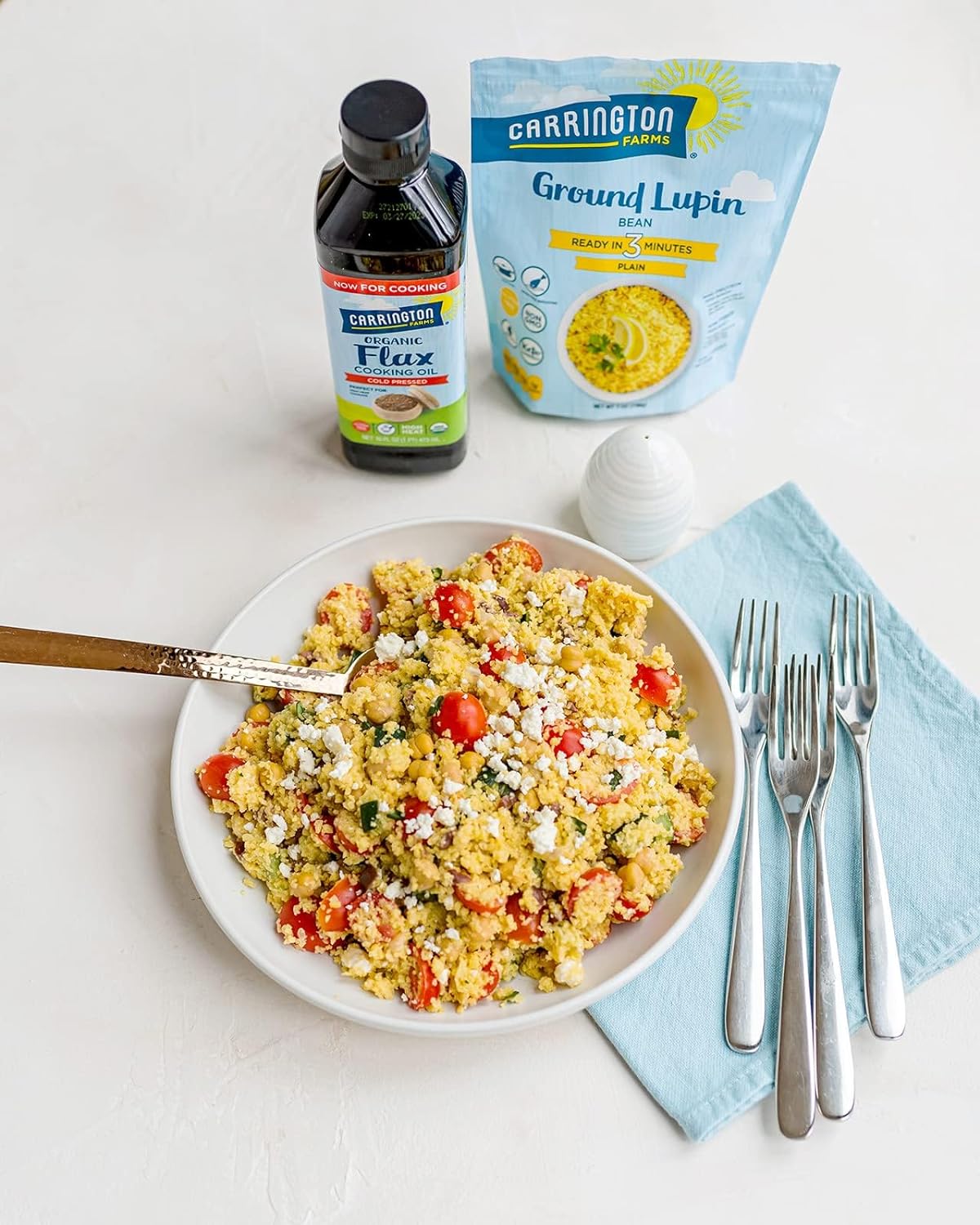 Carrington Farms - Ground Lupin Bean - Plain - 32 oz - Low Glycemic Side Dish - Keto Friendly - High Protein - Fiber Rich - Vegan - Non GMO 1g NET CARB : Grocery & Gourmet Food