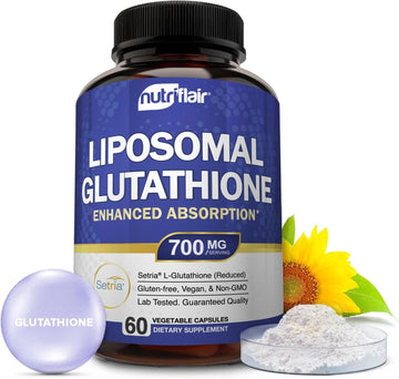 Nutriflair Liposomal Glutathione Supplement Setria® 700Mg - Pure Reduced, Stable Form L-Glutathione Reductase (Gsh) - Master Antioxidant Support, 60 Capsules