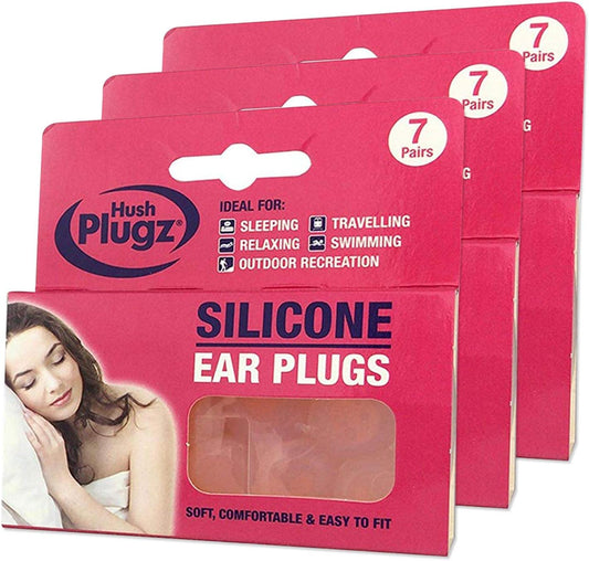 Hush Plugz Silicone Earplugs - Pack Of 7 (3 Packs)