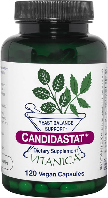 Vitanica Candidastat, Yeast Balance Supplement And Support, Vegan, 120 Capsules