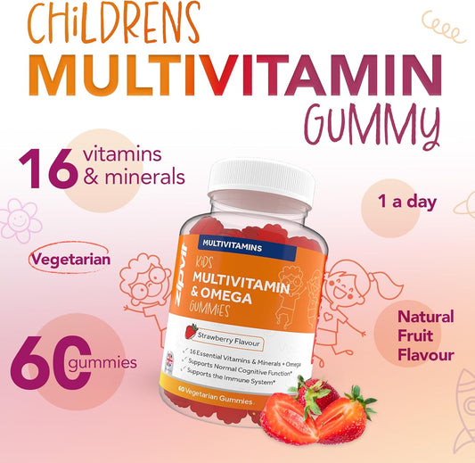 Zipvit Multivitamin Gummies For Kids Aged 4+, 16 Essential Vitamins, Supports Kids' Immunity, 60 Orange Flavoured Gummies, 2 Months Supply Of Vegetarian Vitamins