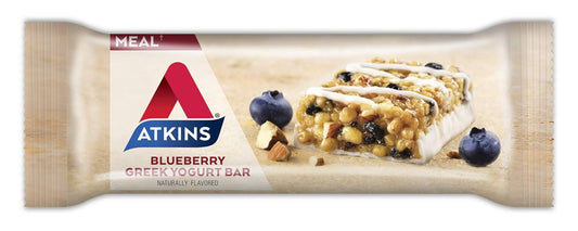Atkins Blueberry Greek Yogurt Protein Meal Bar, High Fiber, 15G Protein, 3G Sugar, 5G Net Carbs, Meal Replacement, Keto Friendly, 5 Count
