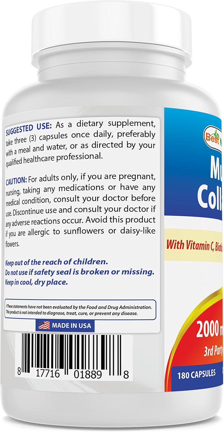Best Naturals Multi Collagen Pills 2000Mg For Women & Men - Hydrolyzed Collagen Peptides Capsules For Hair Skin And Nails With Types I Ii Iii V X, Biotin, Hyaluronic Acid & Vitamin C : Health & Household