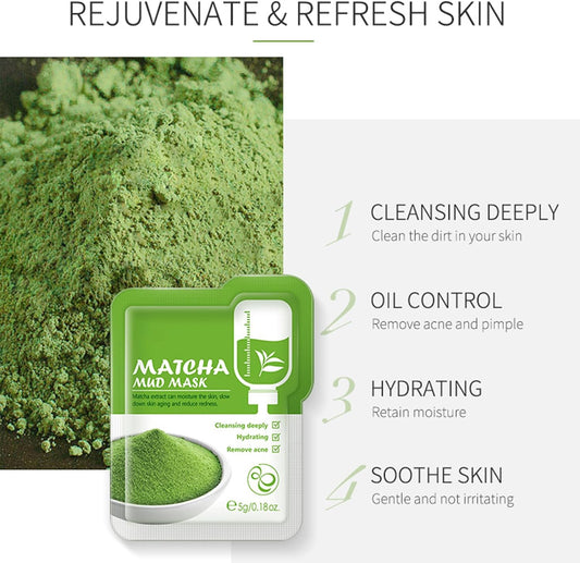 Veroa 21 Pieces Clay Mask - Natural Cherry Blossom/Tea Tree/Green Tea Face Mask - Deep Cleansing Anti Aging Brightening Hydrating Face Mask For All Skin Types Face Masks Skincare - 5G*21