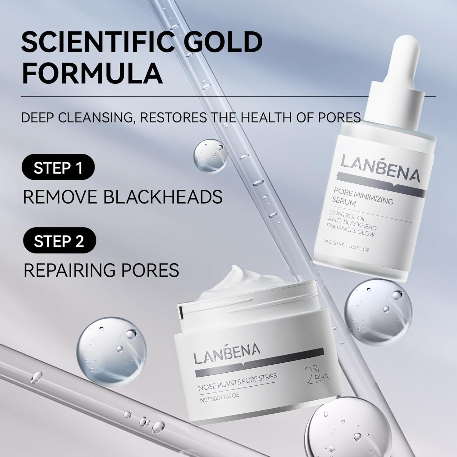 Lanbena Pore Minimizer For Face, Skin Care, Pore Minimizer Treatment Serum 2.0, Facial Essence For Shrinking Pores, Relieving Dryness, Oil Control Firming, Moisturizing After Remover Blackhead, 30Ml : Beauty & Personal Care
