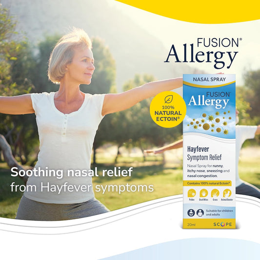 Fusion Allergy Nasal Spray With 100% Natural Ectoin. Quick Relief For Stuffy/Itchy/Runny/Blocked Noses Caused By Allergens. Suitable For All Ages (20Ml - 140 Doses)