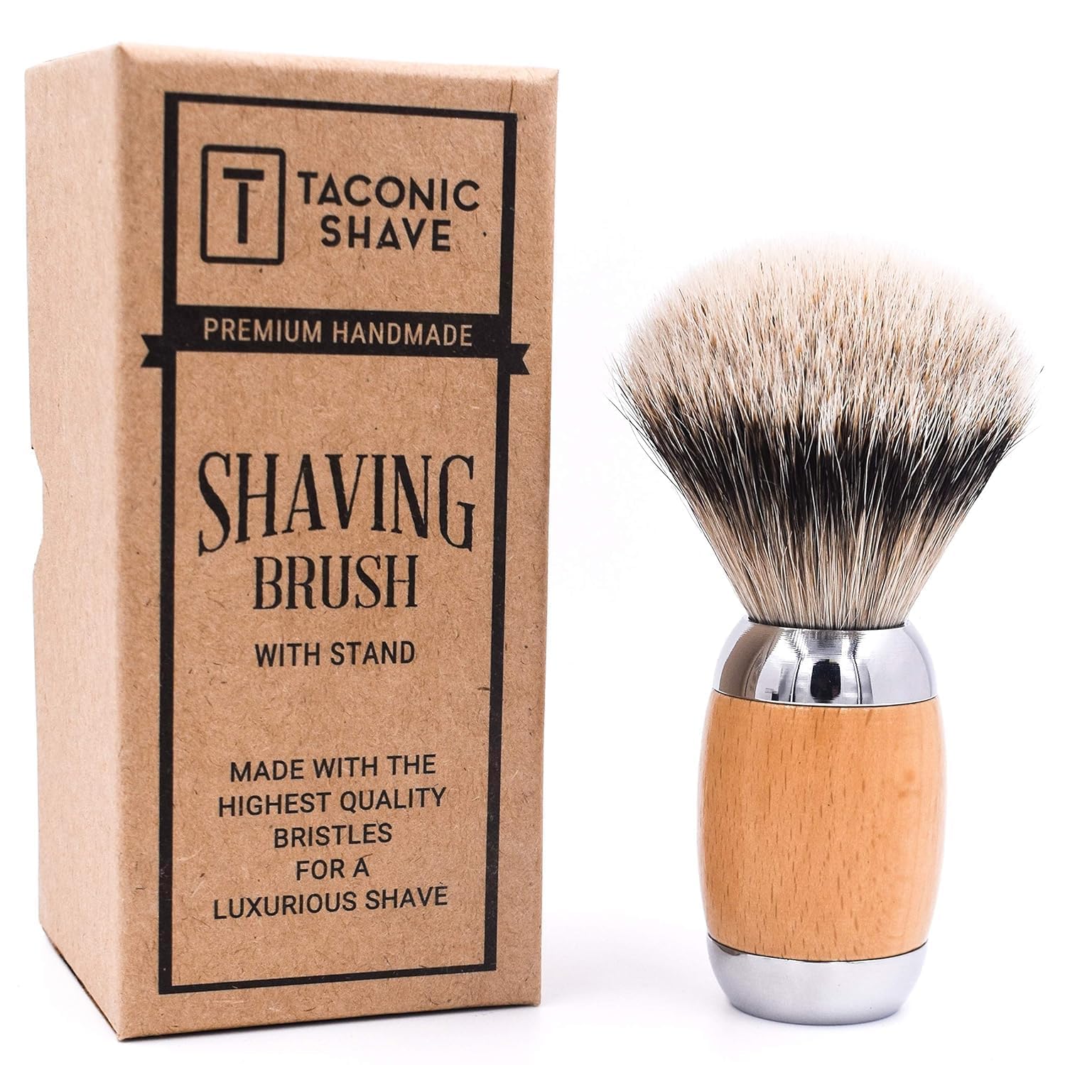 Taconic Shave'S Extra Dense 100% 3-Band Silvertip Badger Luxury Shaving Brush –Deluxe Beechwood And Chrome Handle - Shaving Stand Included : Beauty & Personal Care