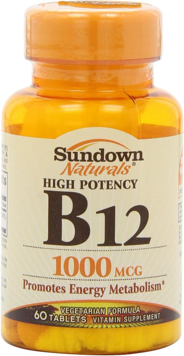 Sundown High Potency, Vitamin B-12 1000 Mcg, 60 Tablets (Pack Of 4)