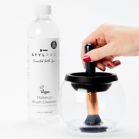 Stylpro Makeup Brush Cleanser (2X 500Ml Bottles), Makeup Brush Cleaning Liquid To Use With Our Award Winning Makeup Brush Cleaner And Dryer Machine, Cleans Oily Makeup From Makeup Brushes