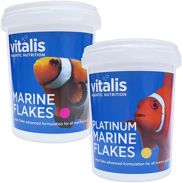 Vitalis Platinum Marine Flakes 40G & Marine Flakes 40G For Marine Reef Fish Food Aquarium Tank