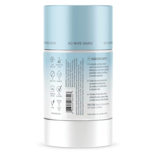 Crystal Magnesium Solid Stick Natural Deodorant, Non-Irritating Aluminum Free Deodorant for Men or Women, Safely and Effectively Fights Odor, Baking Soda Free,Clean + Fresh (2.5 oz) 2 Pack