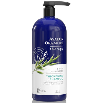 Avalon Organics Therapy Biotin B-Complex Thickening Shampoo, For An Energized Scalp And Thicker, Fuller-Looking Hair, 32 Fluid Ounces
