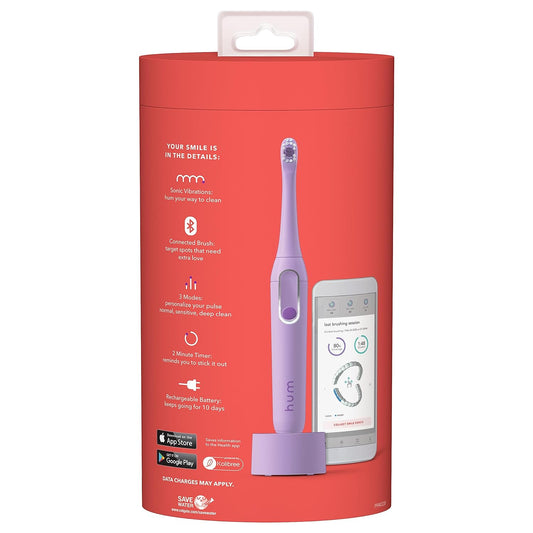hum by Colgate Electric Toothbrush for Adults, Rechargeable Smart Sonic Toothbrush, Purple
