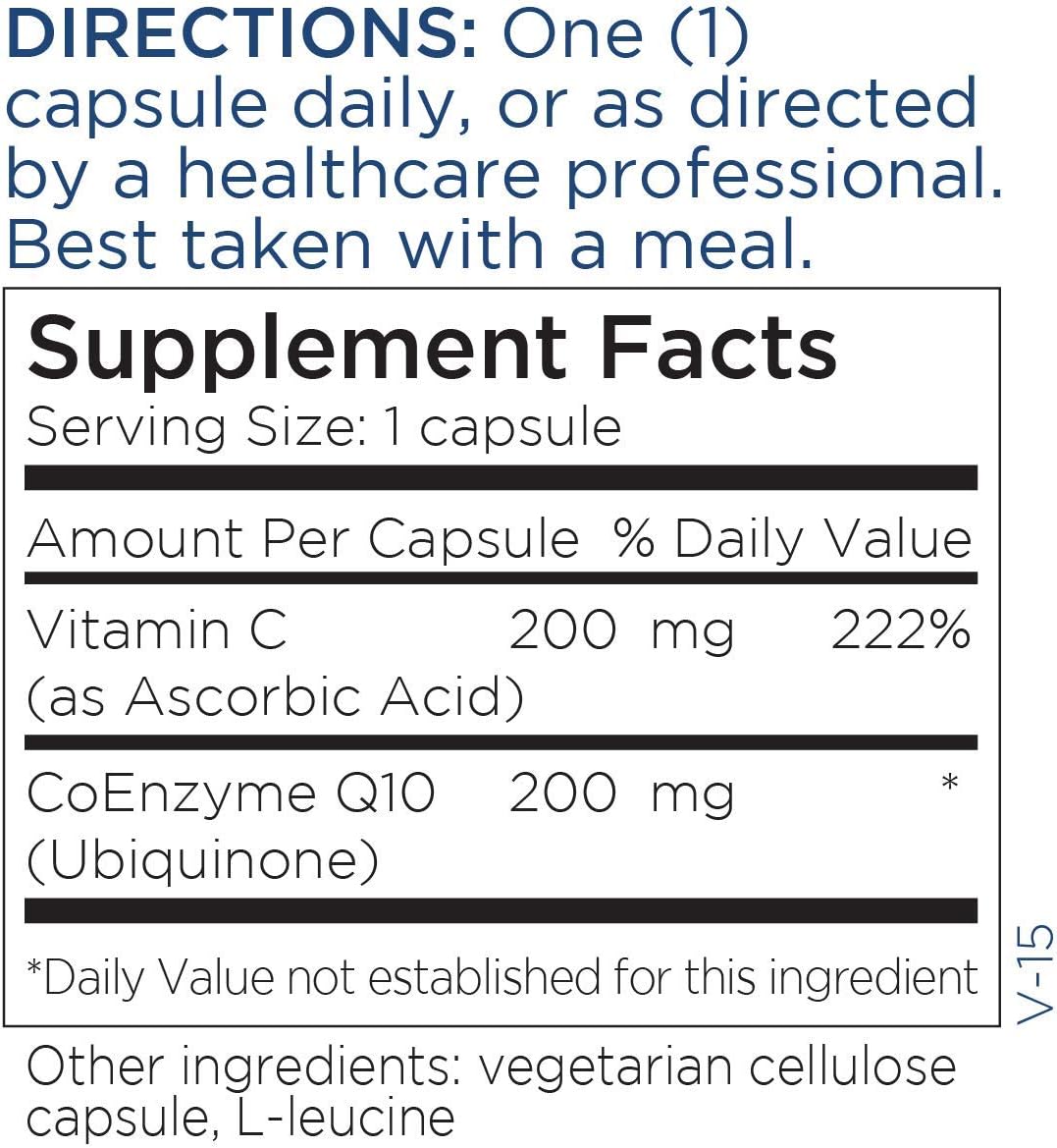 Metabolic Maintenance CoQ10 Heart Health Supplement - 200mg Coenzyme Q10 with Vitamin C for Energy Levels - Immune Support in Non GMO Cellulose Capsules (60 Capsules) : Health & Household