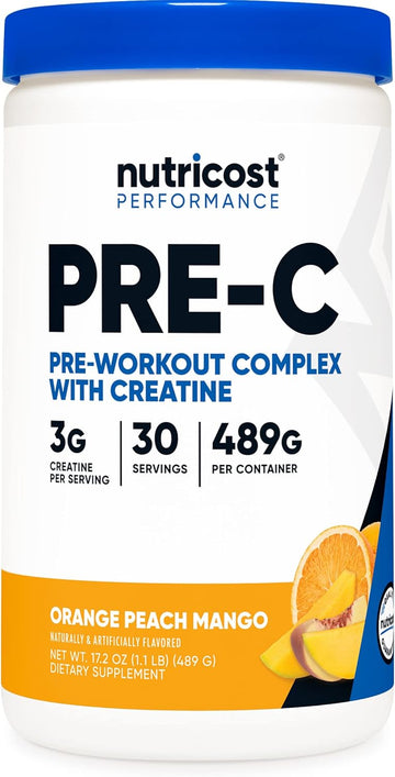 Nutricost Pre-Workout With Creatine, Orange Peach Mango, 30 Servings - Non-Gmo & Gluten Free