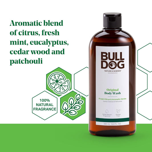 Bulldog Mens Skincare And Grooming Body Wash, Peppermint And Eucalyptus, 16.9 Fluid Ounce
