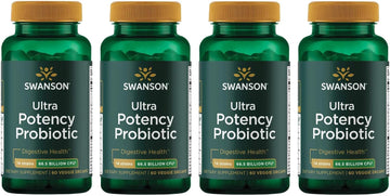 Swanson Ultra Potency Probiotic Digestive Health Immune System Support 66 Billion Cfu Prebiotic Nutraflora Scfos 60 Drcaps Veggie Capsules (Caps) (4 Pack)
