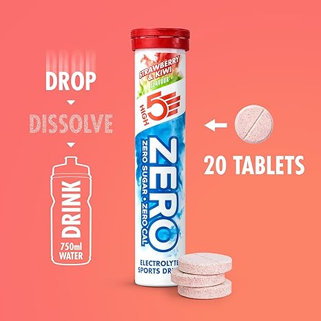 High5 Zero Electrolyte Tablet - Hydration Tablets Enhanced With Vitamin C - 0 Calories & Sugar Free - Boost Hydration, Performance & Wellness - Strawberry & Kiwi, 20 Tablets (20X, Pack Of 1)