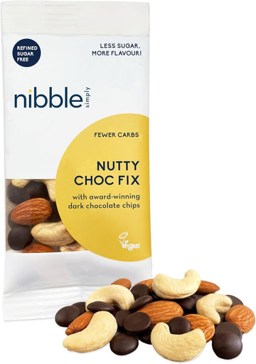 Nibble Simply Nutty Choc Fix With 81% Cocoa Mass Dark Chocolate Chips | No Ultra-Processed Ingredients | No Refined Sugar