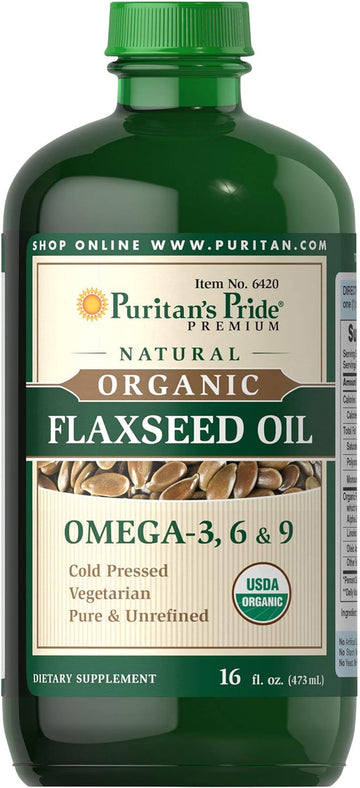 Puritan's Pride Organic Flaxseed Oil, Cold-Pressed, Source of Vegetari
