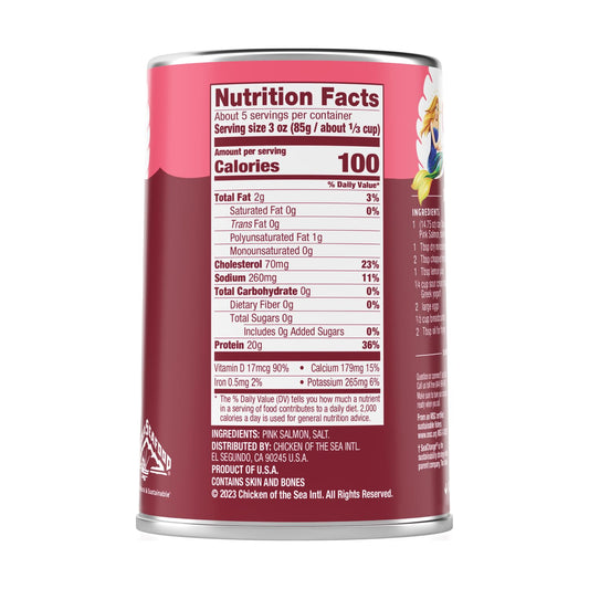 Chicken Of The Sea Pink Salmon, Canned Salmon, Wild Caught, 14.75 Oz. Can